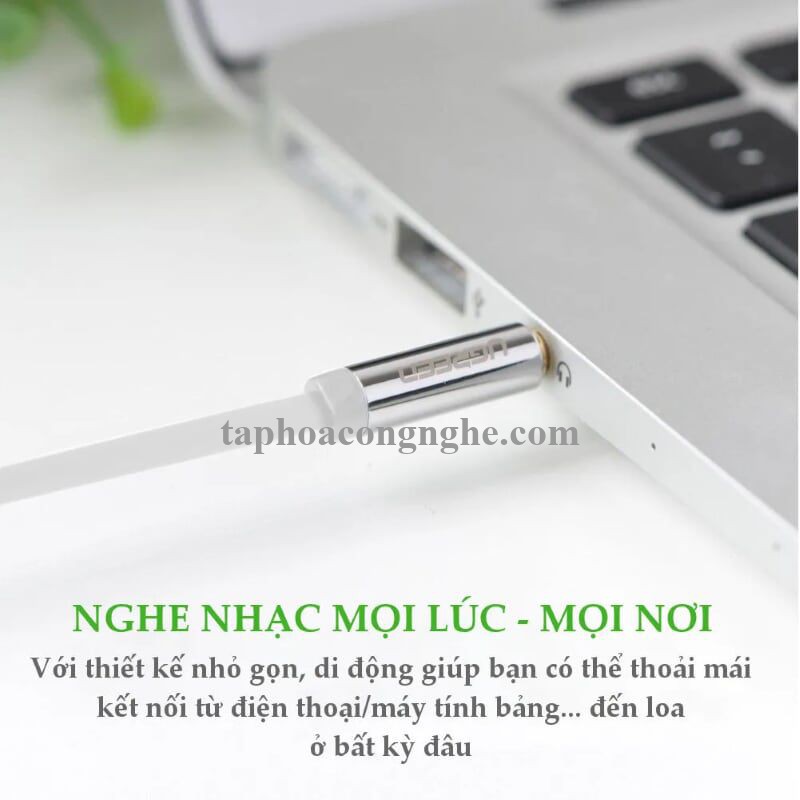 Ugreen 10750 0.5M màu Trắng Cáp âm thanh 2 đầu 3.5mm dương dây tròn TPE cao cấp AV119 30010750
